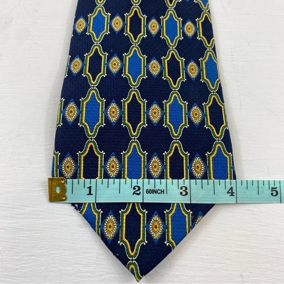 Vintage Christian Dior Cravate‎ Men's 100% Silk Neck Tie Blue-Navy/Yellow O/S - Picture 4 of 6